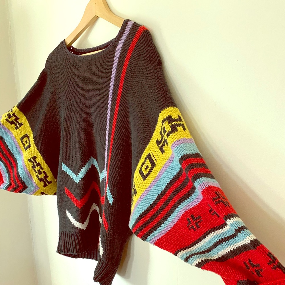 Oversized color block vintage sweater